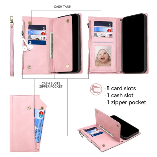SKALO Google Pixel 8 Pro ESEBLE Big Wallet Plånboksfodral - Rosé Rosa guld