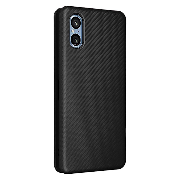 SKALO Sony Xperia 5 V Carbon Fiber Pungetui - Sort Black