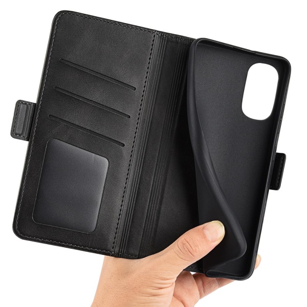 SKALO Motorola Moto G52 Premium Wallet Flip Cover - Sort Black