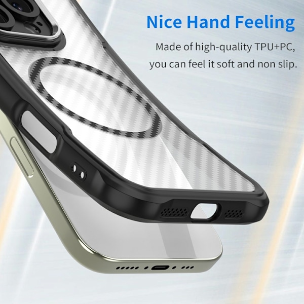 SKALO iPhone 16e Translucent Carbon Cover - Sort Black