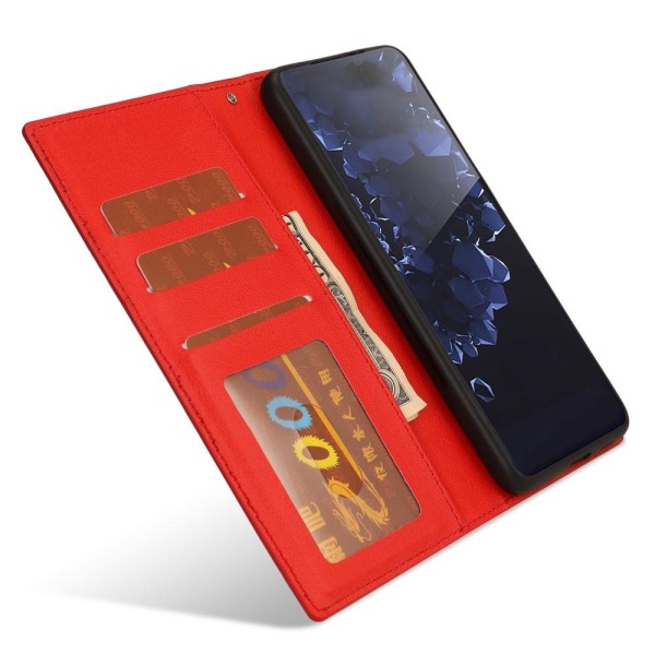 SKALO Samsung S22+ DOLIZMA 2 in 1 magneettinen lompakkokotelo - Red