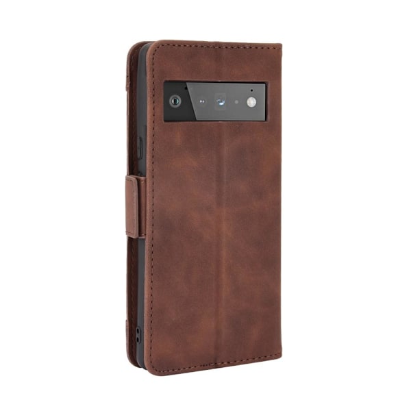 SKALO Google Pixel 6 Pro 6-FACK Plånboksfodral - Brun Brown