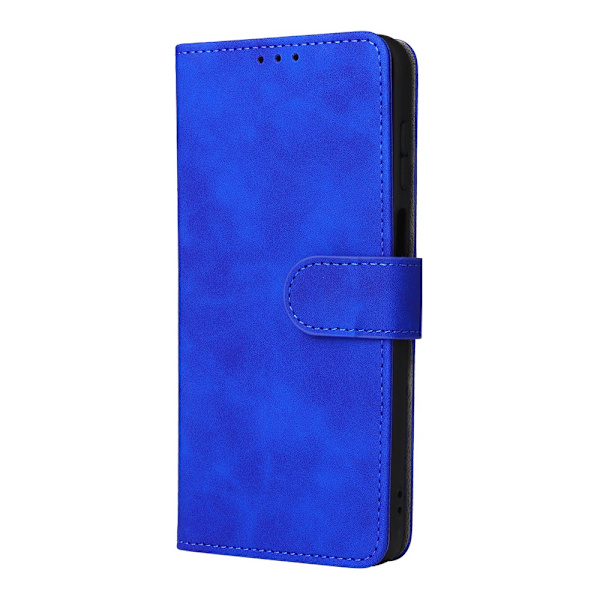 SKALO Motorola Moto G22 Matt PU-Läder Plånboksfodral - Blå Blå