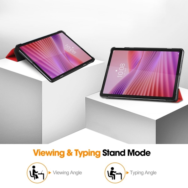 SKALO Lenovo Tab 10.1" Trifold Fodral - Röd Röd