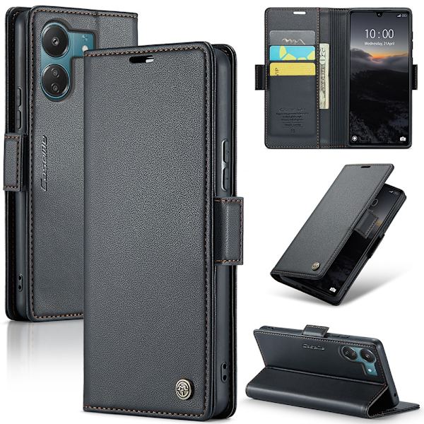 CaseMe Xiaomi Redmi 13C 4G Lompakkokotelo - Musta Black