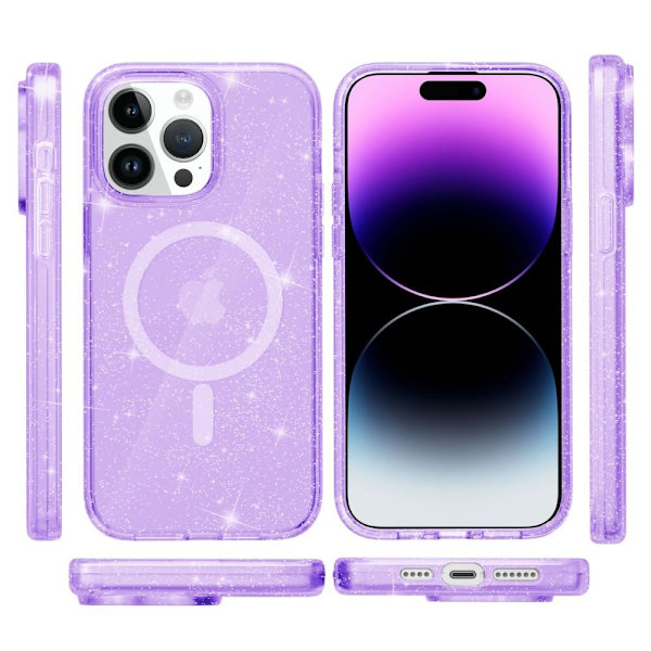 SKALO iPhone 15 Pro Max Glitter Magnetring TPU Skal - Lila Lila