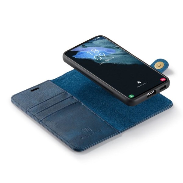 DG MING Samsung S22 2-i-1 magnetisk pung etui - Blå Blue