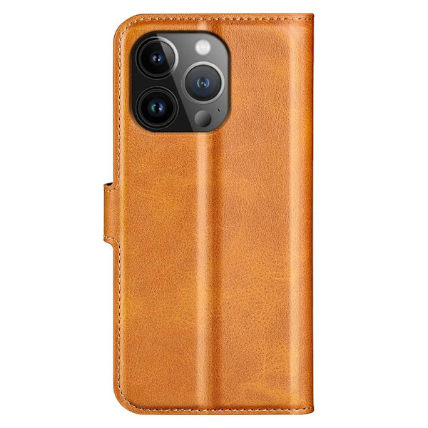 SKALO iPhone 15 Pro Max Plånboksfodral i PU-Läder - Ljusbrun Ljusbrun