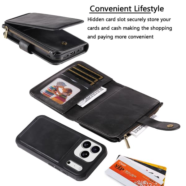 SKALO BIg Wallet 2i1 Magnet Flip Cover til iPhone 18 Pro Max - Sort Black