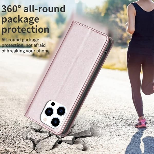 iPhone 15 Pro Max BINFEN COLOR Embossed Plånboksfodral - Roséguld Rosa guld