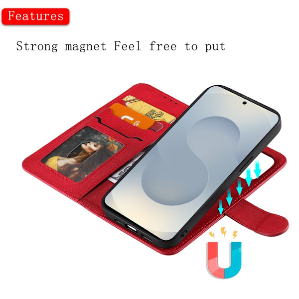 SKALO Samsung S25 Edge 2-i-1 Magnetisk Aftagelig Flip Cover - Rød Red