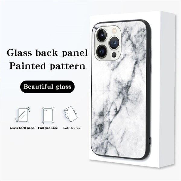 SKALO iPhone 16 Pro Max Marmor Härdat Glas TPU-skal - Motiv 2 multifärg