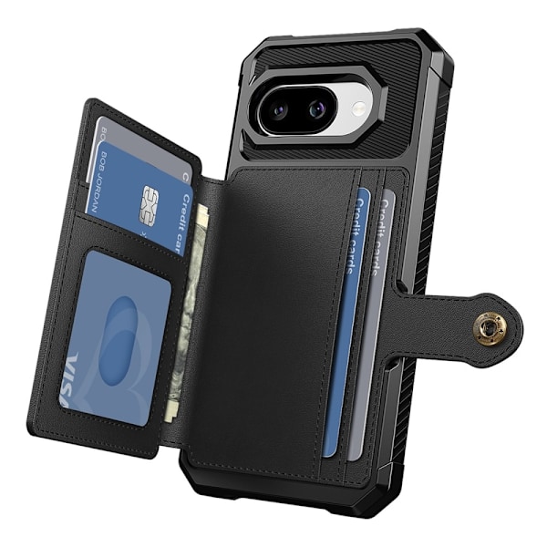 SKALO Google Pixel 9a Stødresistent Cover med Pung- Sort Black