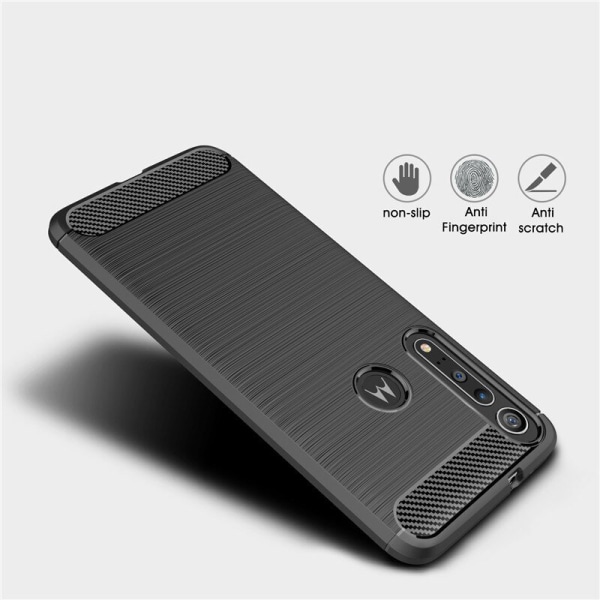 Stødsikker Armour Carbon TPU cover Moto G8 Plus - flere farver Black