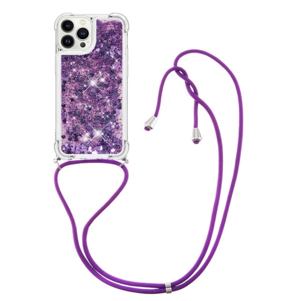 SKALO iPhone 14 Pro Kvicksand Glitter Mobile Collar - Lilla Purple