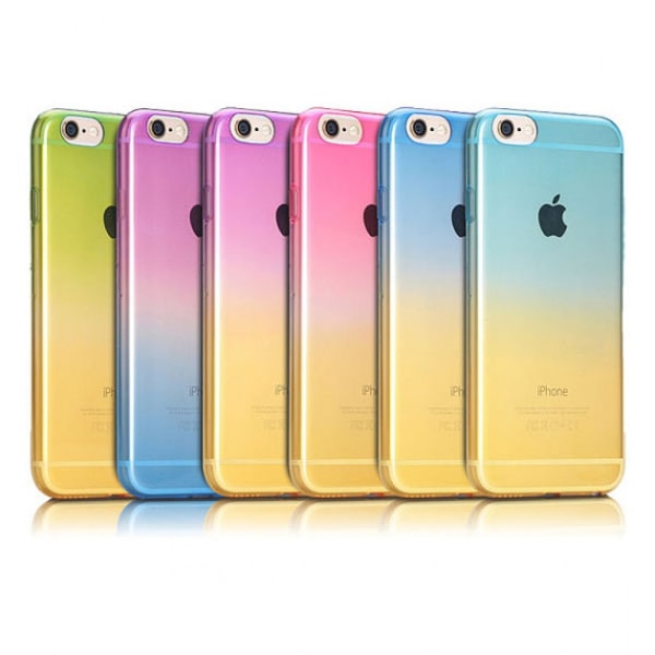 Gradient färgade Silikon TPU-Skal till iPhone 6/6S - Olika färge MultiColor Gul/Lila