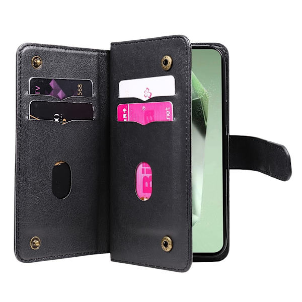 SKALO Samsung S24 FE 10-lokeroa Lompakkokotelo - Musta Black
