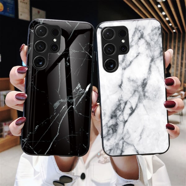 SKALO Samsung S24 Ultra Marmor hærdet glas TPU Cover - #3 Multicolor