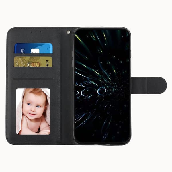 SKALO iPhone 15 Pro Embossed Triangle Flip Cover - Sort Black