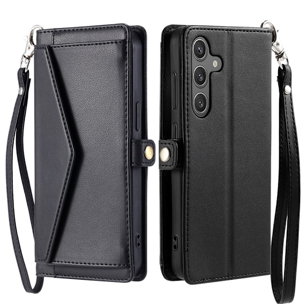 SKALO Samsung S25 PU-Læder Kuvert Flip Cover - Sort Black