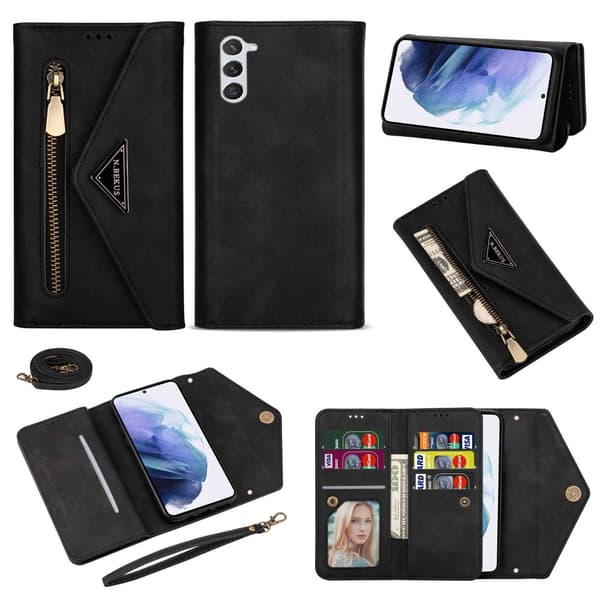 SKALO Samsung S24+ Evelope Clutch 8-Lokeroa - Musta Black