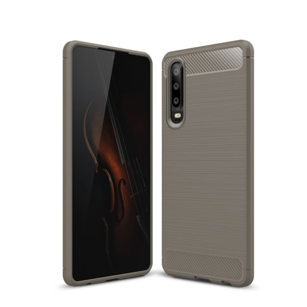 SKALO Huawei P30 Armor Carbon Iskunkestävä TPU suojakuori - Vali Grey