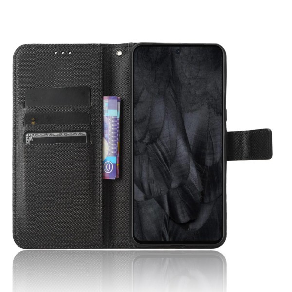 SKALO Google Pixel 8 Pro Premium Mini Rhombus Wallet Flip Cover Black