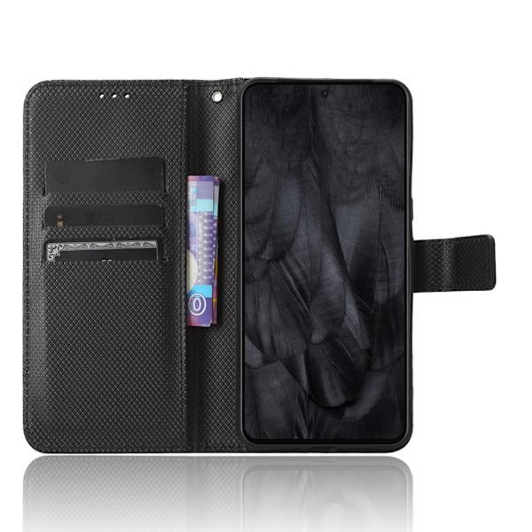 SKALO Google Pixel 8 Pro Premium Mini Rhombus Wallet Flip Cover - Sort Black