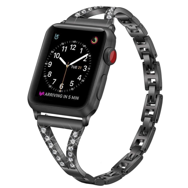 SKALO Kapea Teräsranneke Bling Apple Watch 42/44/45/49mm - Valit Black