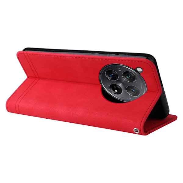SKALO OnePlus 12R 5G Flip Cover m. pung i PU-læder - Rød Red