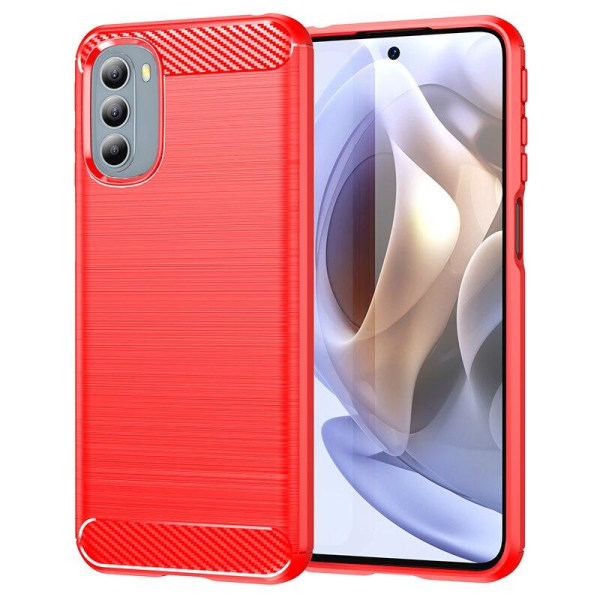 SKALO Moto G51 Armor Carbon Iskunkestävä TPU suojakuori - Valitse väri Red