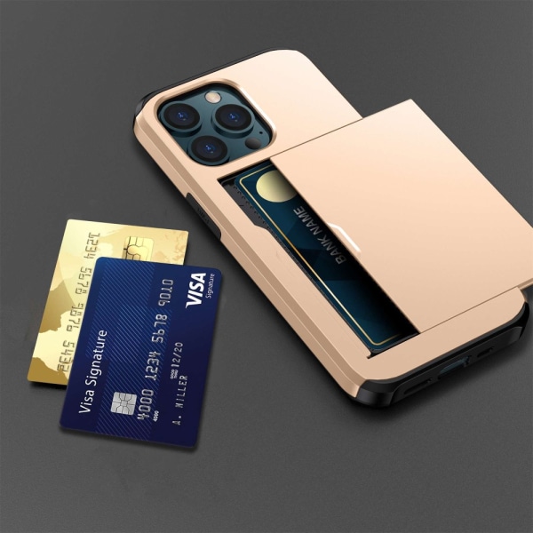 SKALO iPhone 14 Pro Max Armor Cover kortholder - Guld Gold