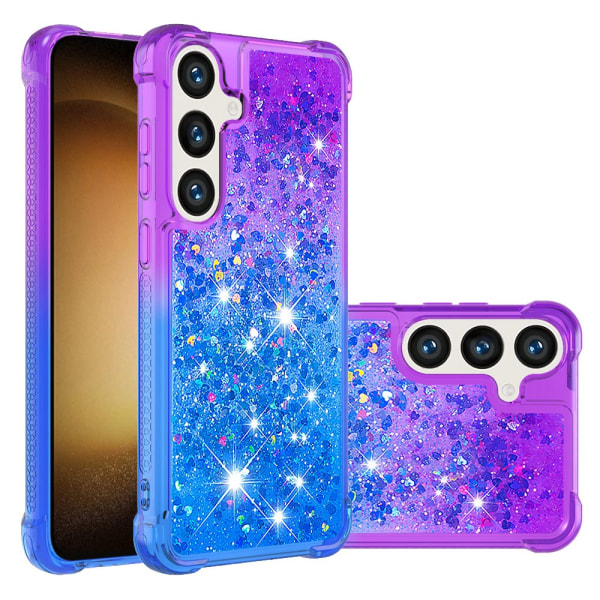 SKALO Samsung S24 Juoksuhiekka Glitter Sydämet TPU kuori - Violetti-Sininen Multicolor