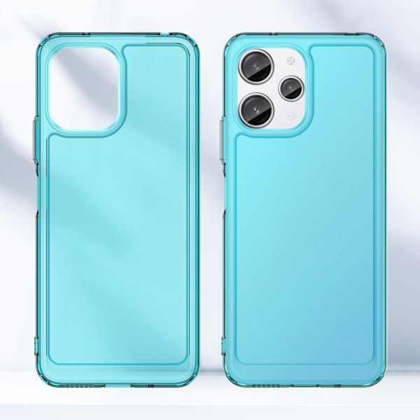 SKALO Xiaomi Redmi 12 4G/5G Transparent TPU Metal Buttons Cover - Turkis Turquoise