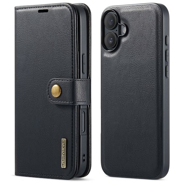 DG MING iPhone 16 2-i-1 Magnet Plånboksfodral - Svart Svart