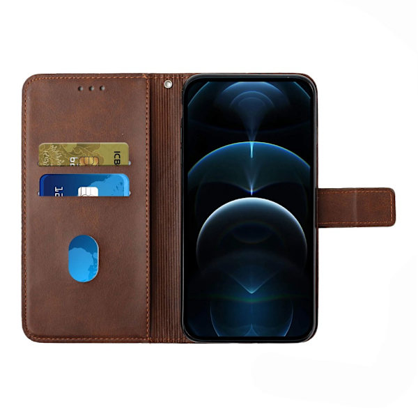 SKALO Samsung S23 Kohokuvioitu PU Nahka Lompakkokotelo - Ruskea Brown