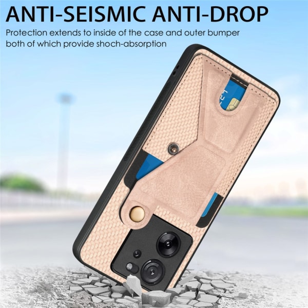 SKALO Xiaomi 13T/13T Pro Carbon Fiber Cover med kortholder - Brun Brown