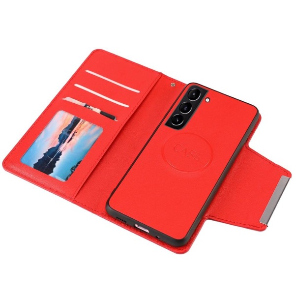 SKALO Samsung S22+ DOLIZMA 2 in 1 magneettinen lompakkokotelo - Red