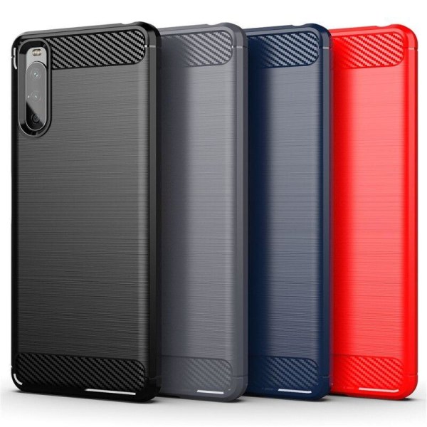 SKALO Sony Xperia 10 III Armor Carbon Iskunkestävä TPU suojakuori - Valitse väri Blue