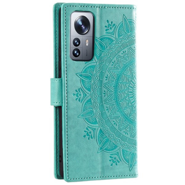 SKALO Xiaomi 12 Pro Mandala Flip Cover - Turkis Turquoise