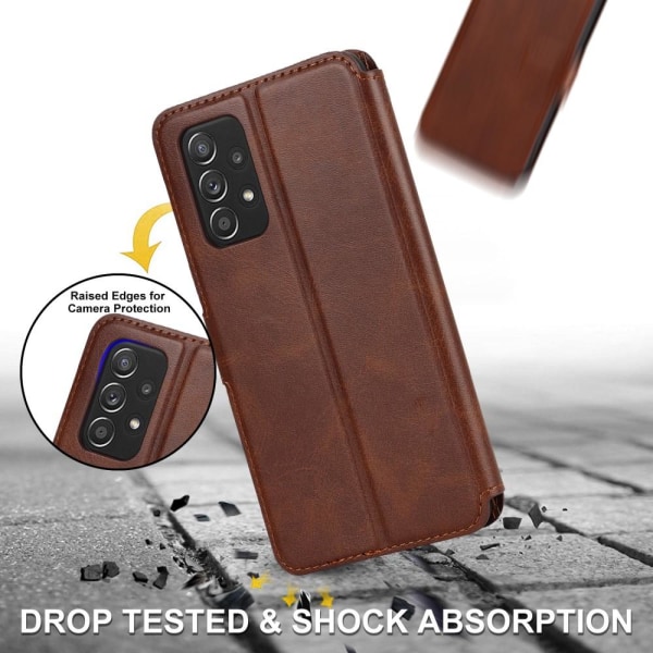 SKALO Samsung A53 5G Premium Cut Flip Cover - Mørkebrun Dark brown