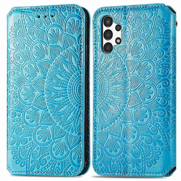 SKALO Samsung A13 4G Mandala Slim Plånboksfodral - Blå Blå