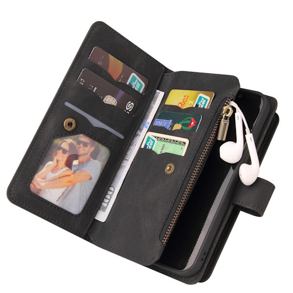 SKALO Xiaomi Redmi 12C 4G Big Wallet 17-RUM Pungetui - Sort Black