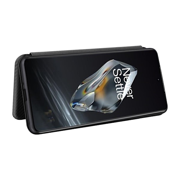 SKALO OnePlus 12 5G Carbon Fiber Plånboksfodral - Svart Svart