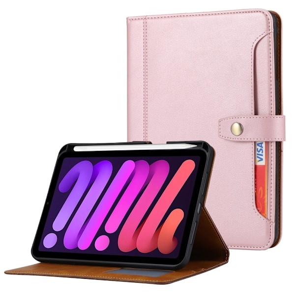 SKALO iPad 11" (2025) PU-nahkainen lompakkokotelo, jossa on kynäosasto - Pinkki Pink