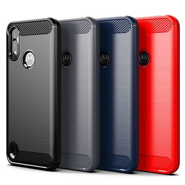 SKALO Moto E6i Armor Carbon Stødsikker TPU-cover - Vælg farve Grey