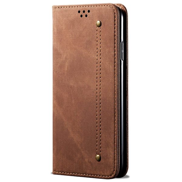 SKALO Samsung S24 Jeans Lompakkokotelo - Ruskea Brown