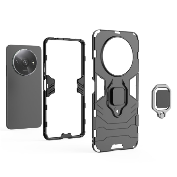 SKALO Xiaomi Redmi A3 Armor Hybrid metal ring cover - Sort Black