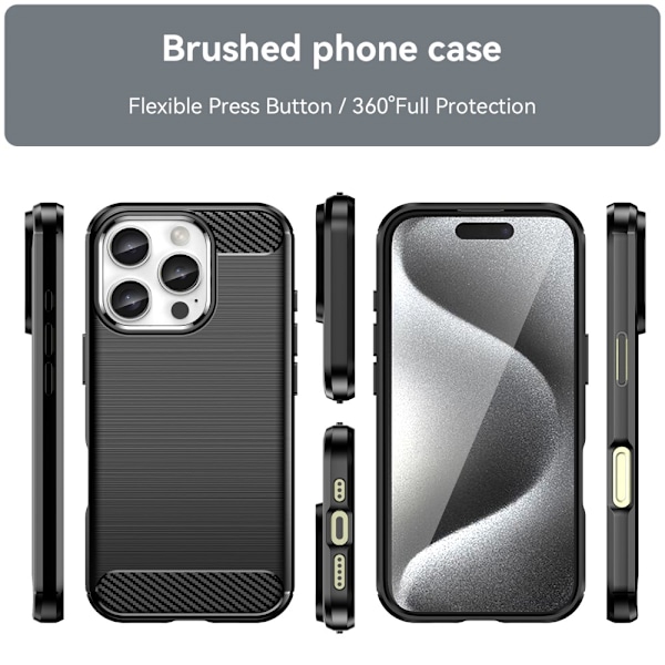SKALO iPhone 16 Pro Max Armor Carbon Stöttåligt TPU-skal - Fler färger Svart