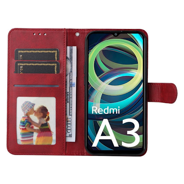 SKALO Xiaomi Redmi A3 PU-nahkainen Lompakkokotelo - Valitse väri Red